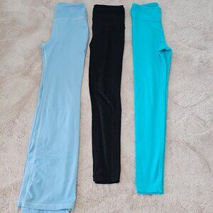 Girls Leggings Bundle S: M (8-10) Black, Aqua & Pale Blue Wide-Leg Active Pants